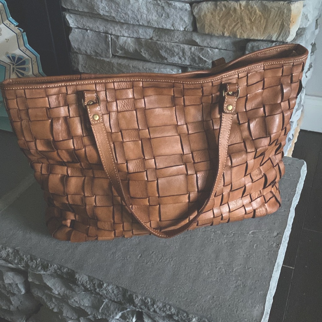 Costanza Rota Brown Leather Woven Tote Bag